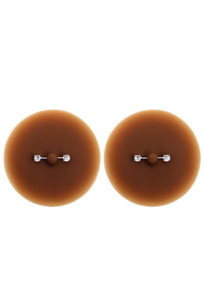 Paire de cache-tétons piercing barre faux diamant peau foncée · Be Lily Accessories