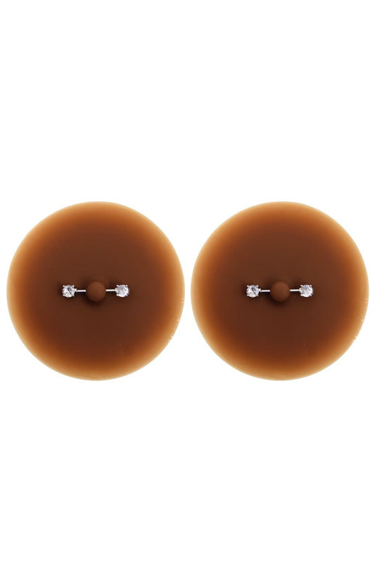 Paire de cache-tétons piercing barre faux diamant peau foncée · Be Lily Accessories