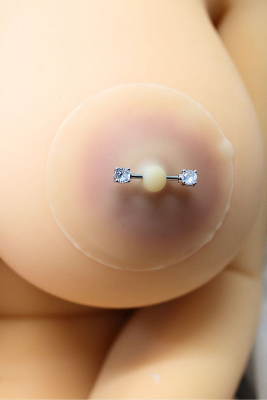 Paire de cache-tétons piercing barre faux diamant peau claire · Be Lily Accessories · vue 2
