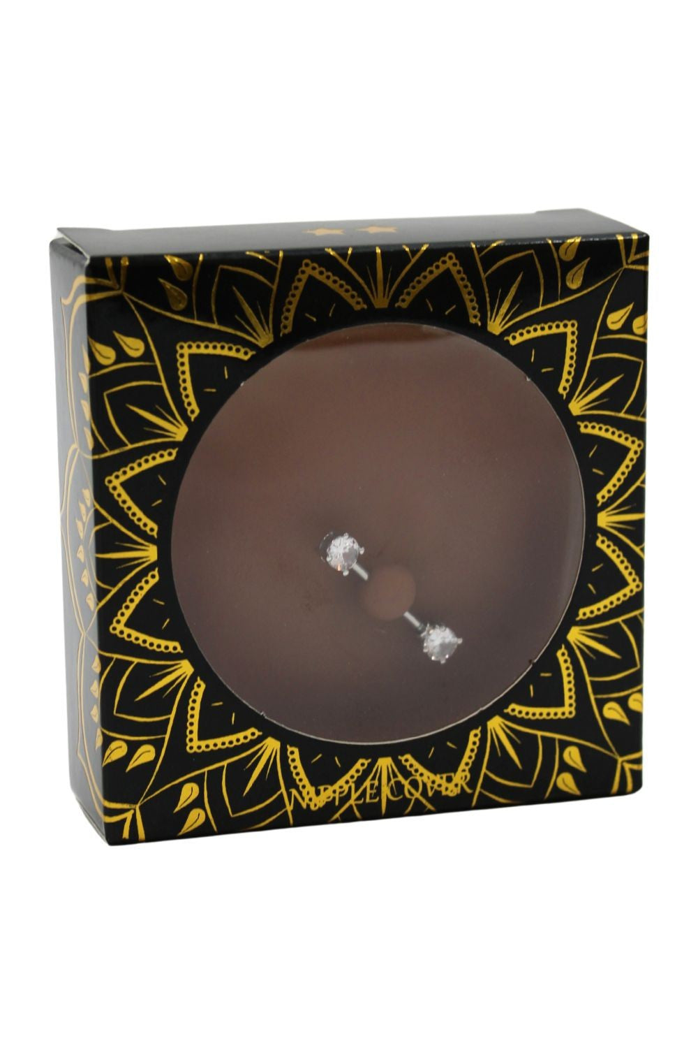 Paire de cache-tétons piercing barre faux diamant peau foncée · Be Lily Accessories · vue 3