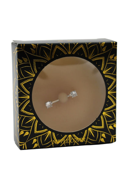 Paire de cache-tétons piercing barre faux diamant peau claire · Be Lily Accessories · vue 3