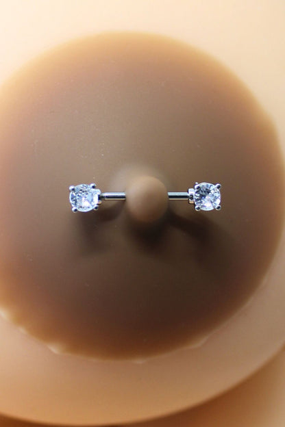 Paire de cache-tétons piercing barre faux diamant peau foncée · Be Lily Accessories · vue 4
