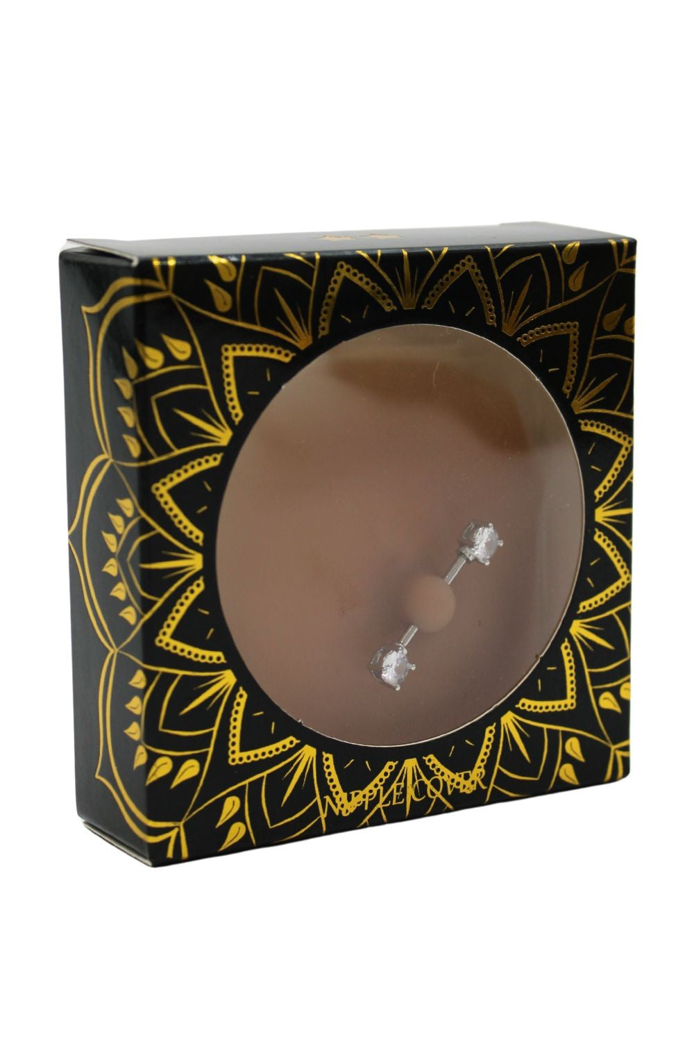 Paire de cache-tétons piercing barre faux diamant peau métisse · Be Lily Accessories · vue 3