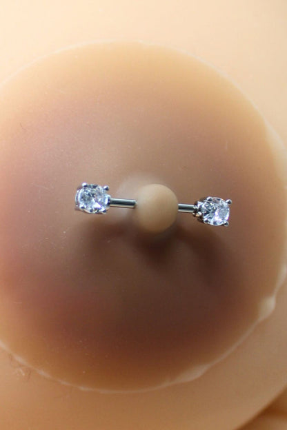Paire de cache-tétons piercing barre faux diamant peau métisse · Be Lily Accessories · vue 4