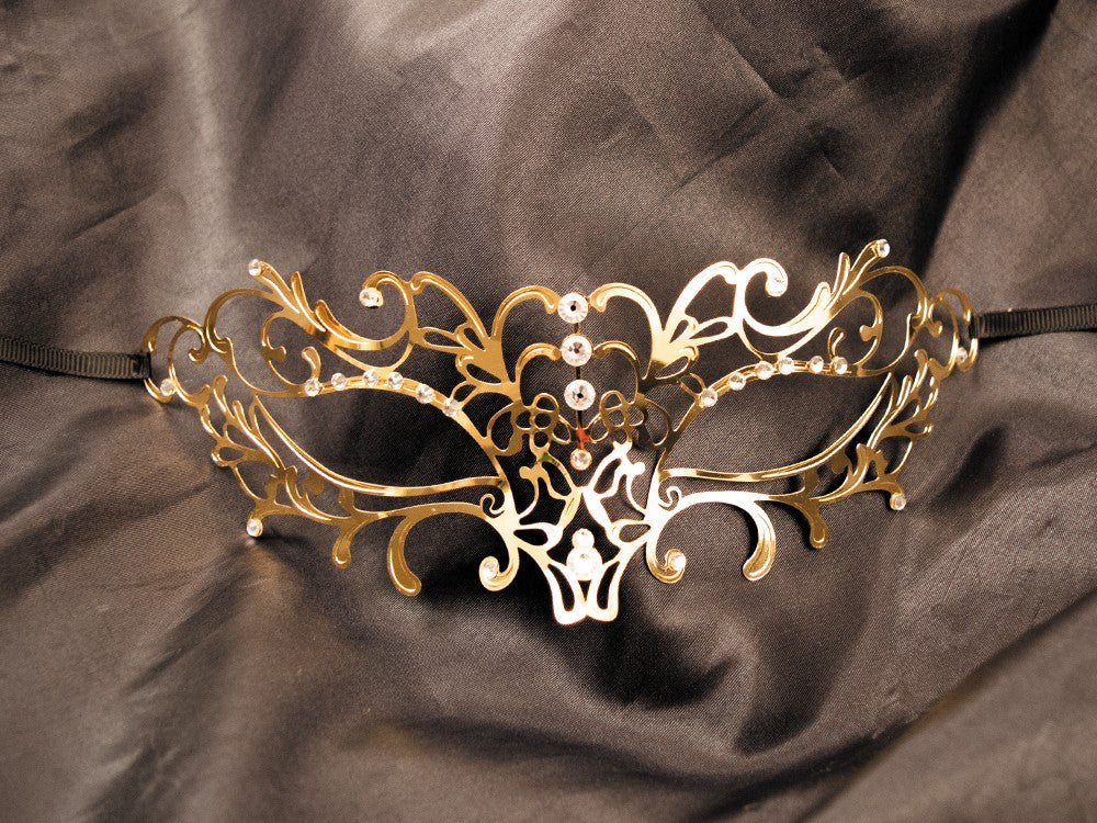 Masque vénitien rigide à strass Elena doré Be Lily