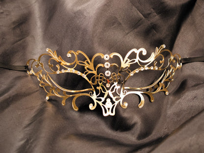 Masque vénitien rigide à strass Elena doré Be Lily