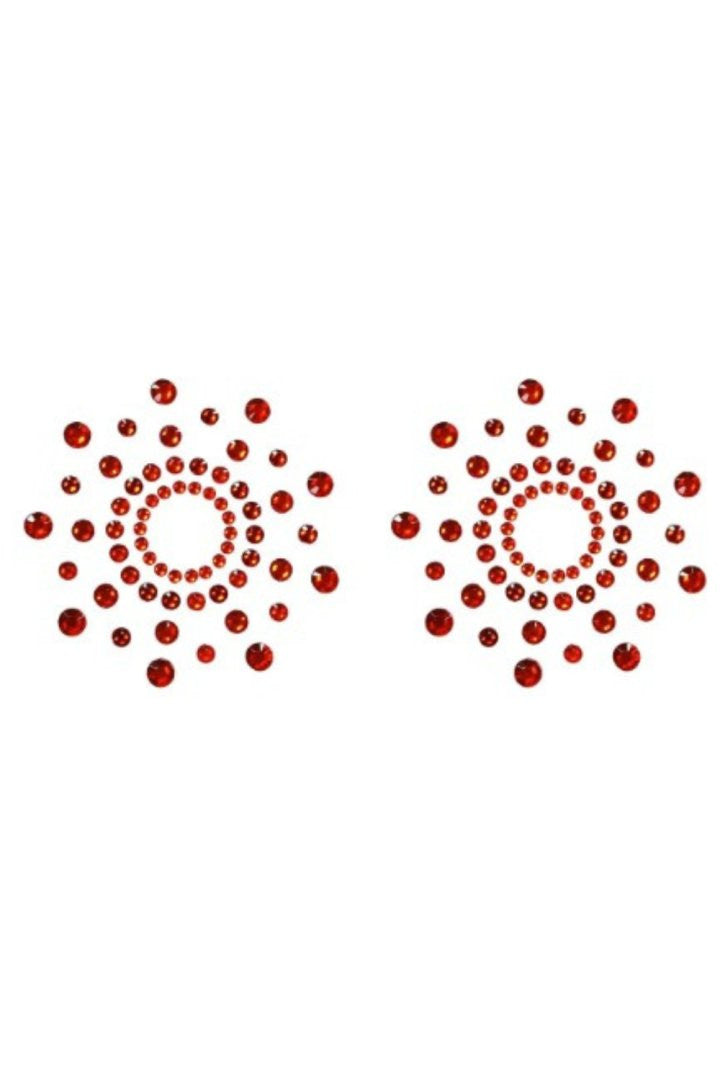 Paire de cache tétons adhésifs strass rouge · Be Lily Accessories