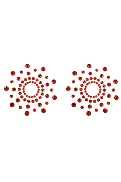 Paire de cache tétons adhésifs strass rouge · Be Lily Accessories