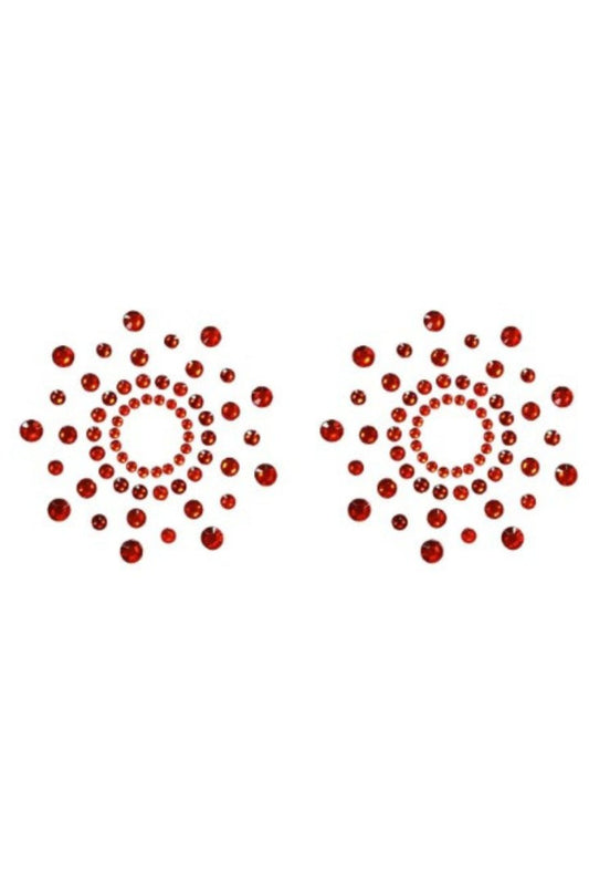 Paire de cache tétons adhésifs strass rouge · Be Lily Accessories