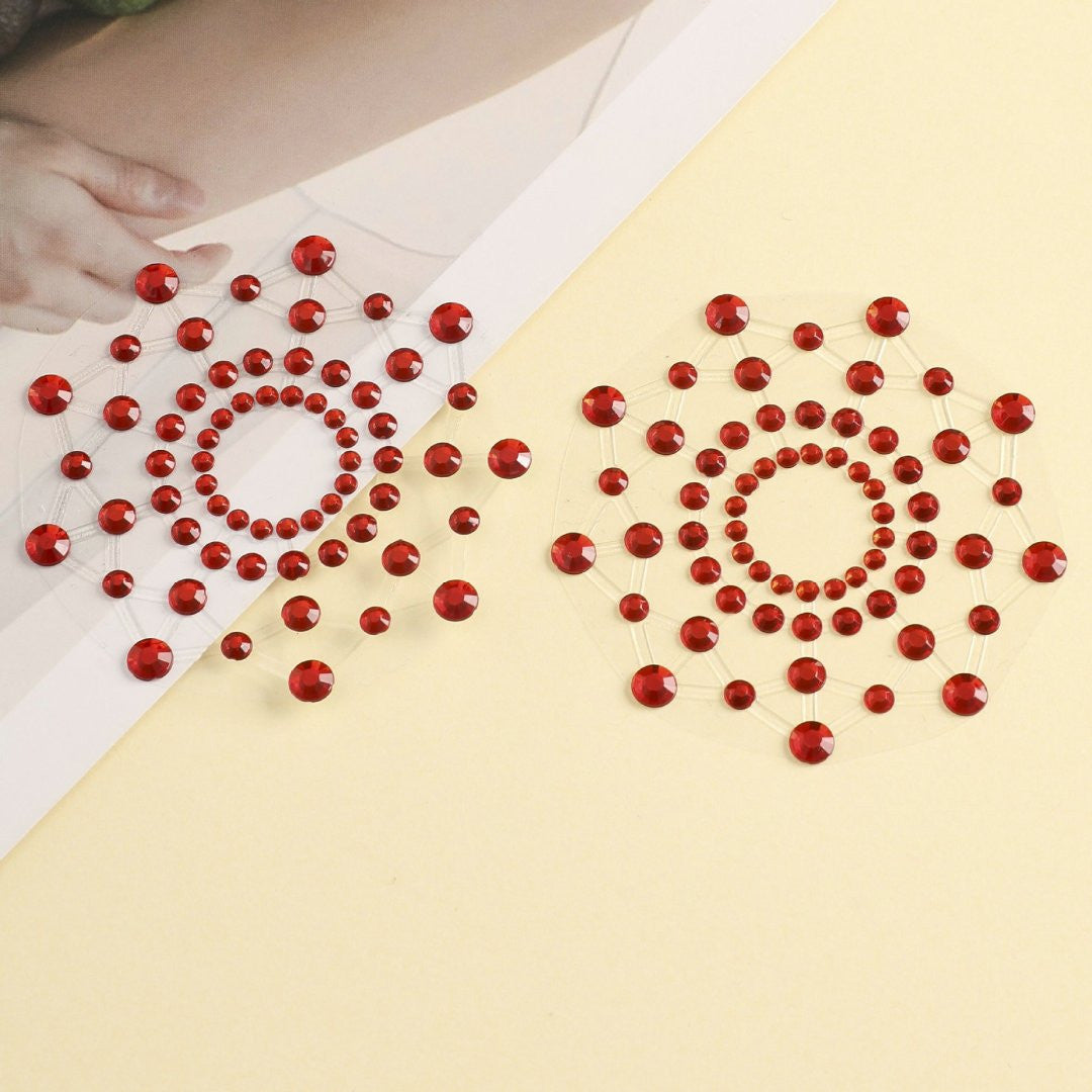 Paire de cache tétons adhésifs strass rouge · Be Lily Accessories · vue 2