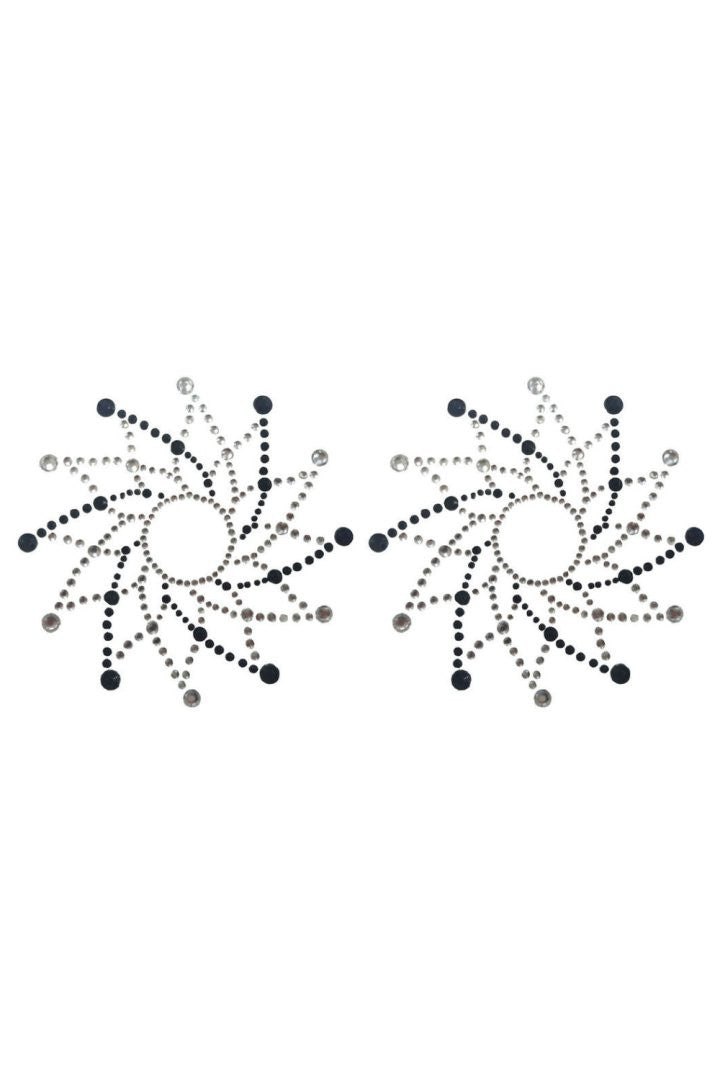 Paire de cache tétons adhésifs strass noir et blanc · Be Lily Accessories