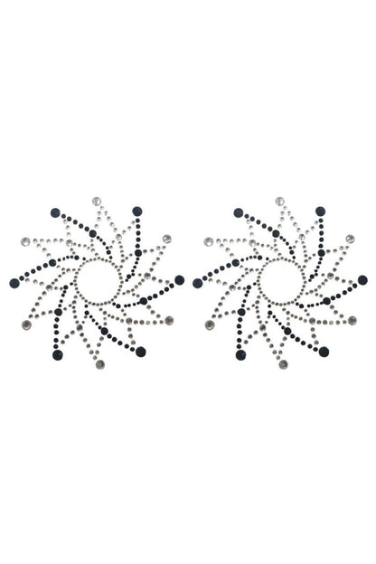 Paire de cache tétons adhésifs strass noir et blanc · Be Lily Accessories