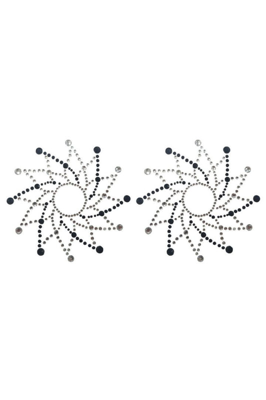 Paire de cache tétons adhésifs strass noir et blanc · Be Lily Accessories