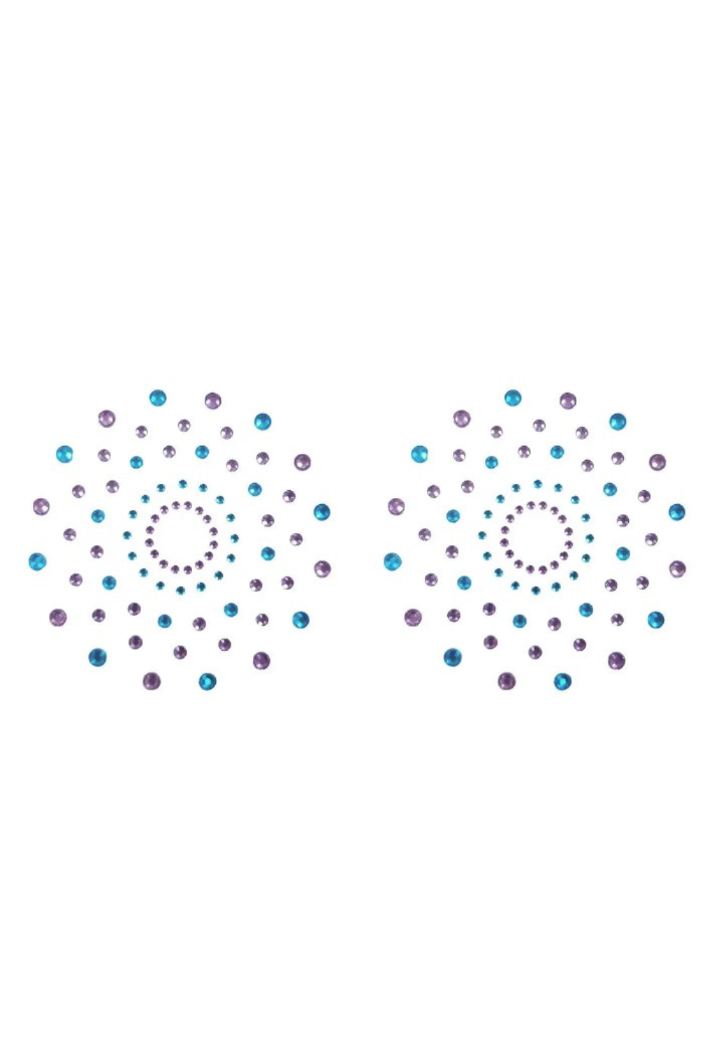Paire de cache tétons adhésifs strass bleu et violet · Be Lily Accessories