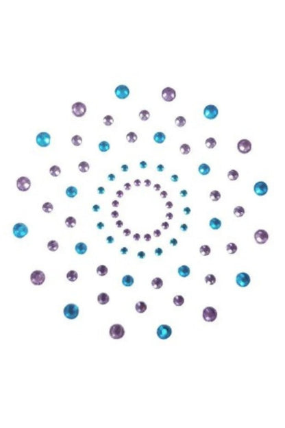 Paire de cache tétons adhésifs strass bleu et violet · Be Lily Accessories · vue 2