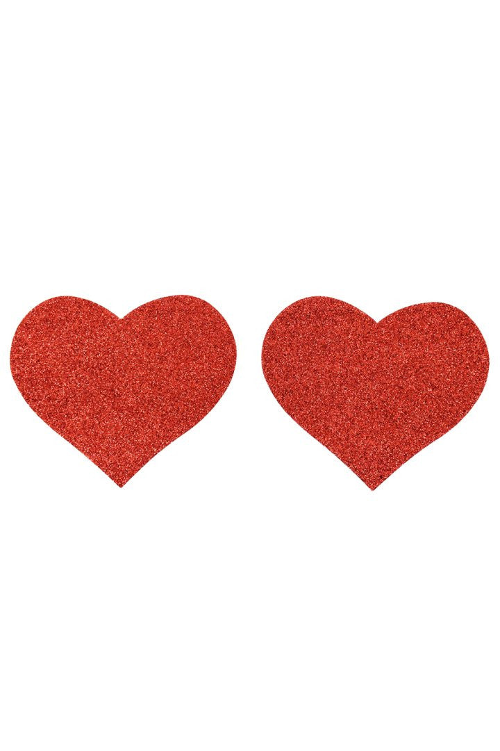 Paire de cache tétons adhésifs coeur pailleté rouge · Be Lily Accessories