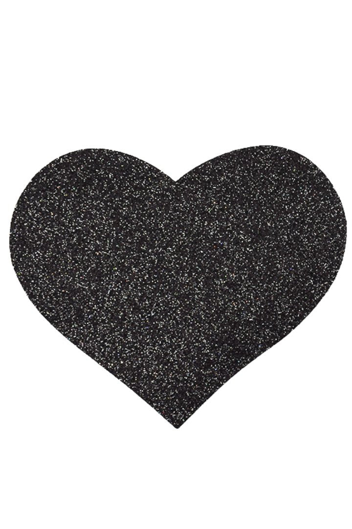Paire de cache tétons adhésifs coeur pailleté noir · Be Lily Accessories · vue 2