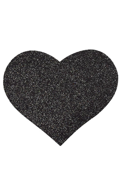 Paire de cache tétons adhésifs coeur pailleté noir · Be Lily Accessories · vue 2