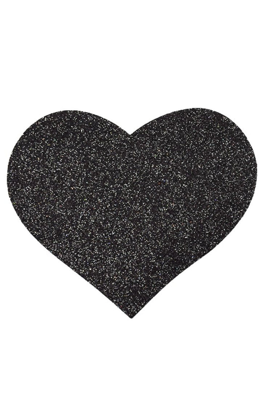 Paire de cache tétons adhésifs coeur pailleté noir · Be Lily Accessories · vue 2