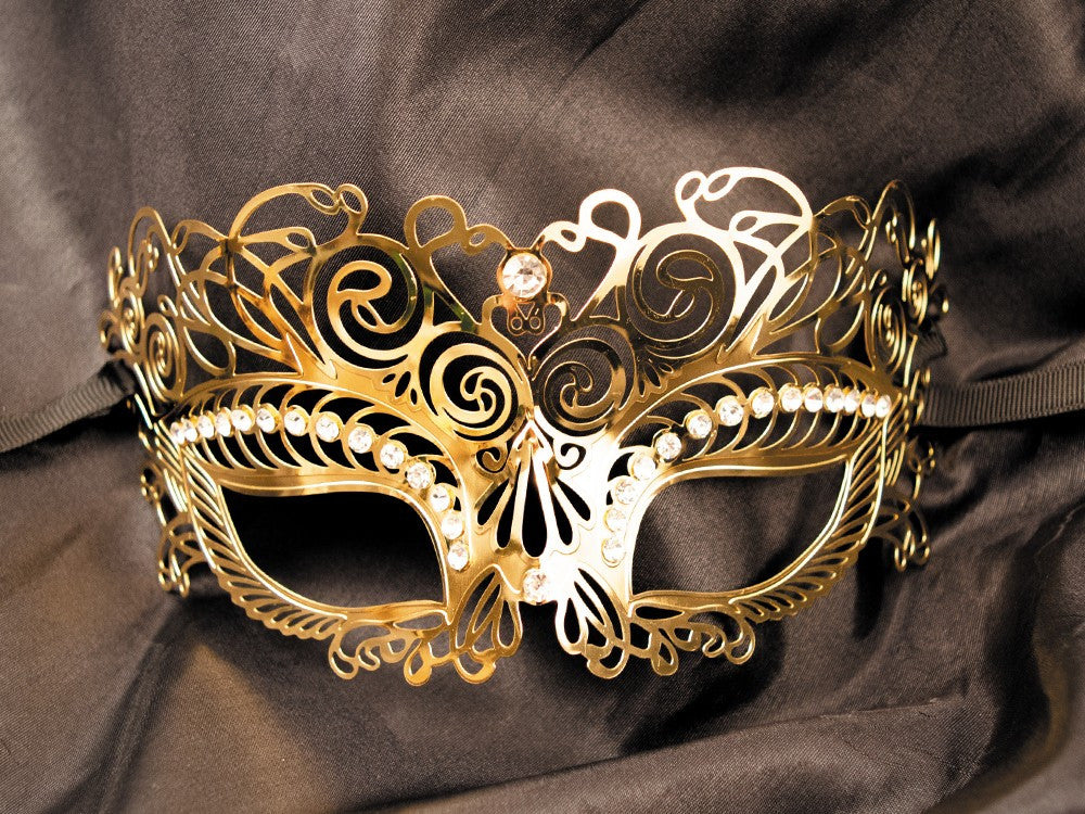 Masque vénitien rigide à strass Giulia doré Be Lily