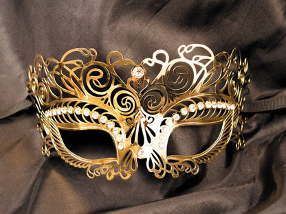 Masque vénitien rigide à strass Giulia doré Be Lily
