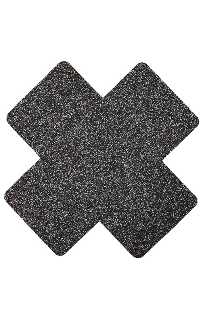 Paire de cache tétons adhésifs croix pailletée noir · Be Lily Accessories · vue 2