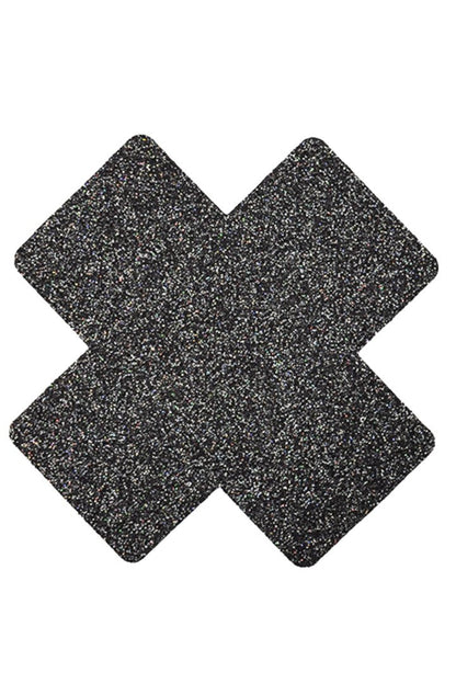 Paire de cache tétons adhésifs croix pailletée noir · Be Lily Accessories · vue 2