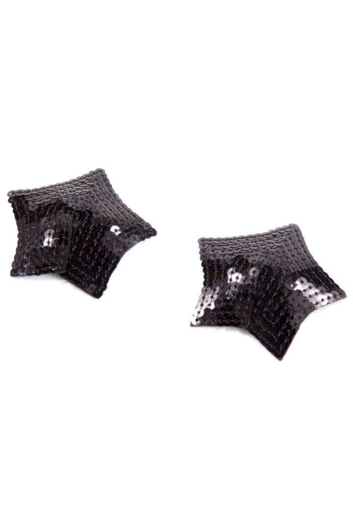 Paire de cache tétons adhésifs étoile pailletée sequin noir · Be Lily Accessories