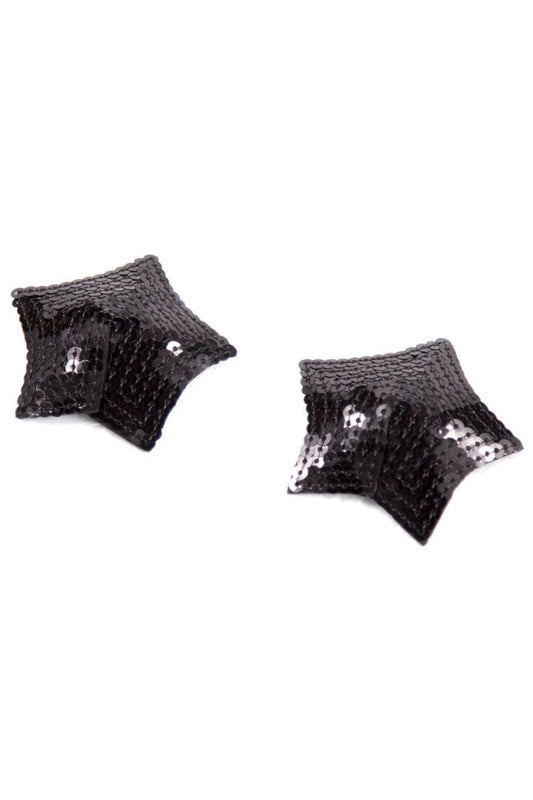 Paire de cache tétons adhésifs étoile pailletée sequin noir · Be Lily Accessories