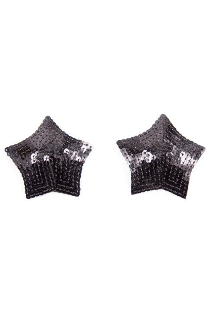 Paire de cache tétons adhésifs étoile pailletée sequin noir · Be Lily Accessories · vue 3