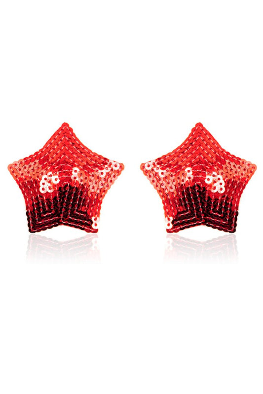 Paire de cache tétons adhésifs étoile pailletée sequin rouge · Be Lily Accessories