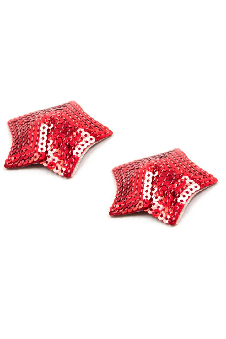 Paire de cache tétons adhésifs étoile pailletée sequin rouge · Be Lily Accessories · vue 3