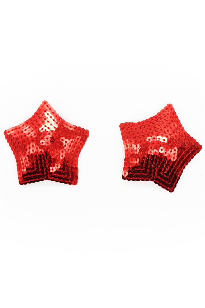 Paire de cache tétons adhésifs étoile pailletée sequin rouge · Be Lily Accessories · vue 4