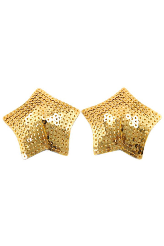 Paire de cache tétons adhésifs étoile pailletée sequin doré · Be Lily Accessories