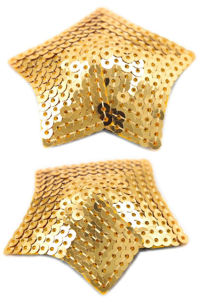 Paire de cache tétons adhésifs étoile pailletée sequin doré · Be Lily Accessories · vue 4