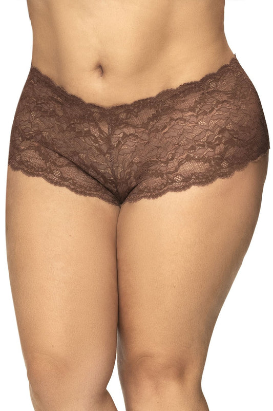 Shorty grande taille en dentelle couleur cacao · Mapalé · vue 2