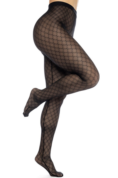 Collant résille noire transparent imprimé · Mapalé