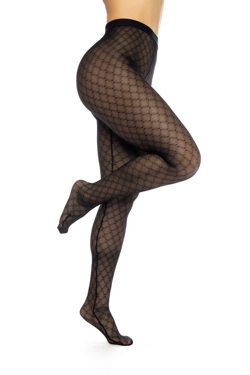 Collant résille noire transparent imprimé · Mapalé · vue 3