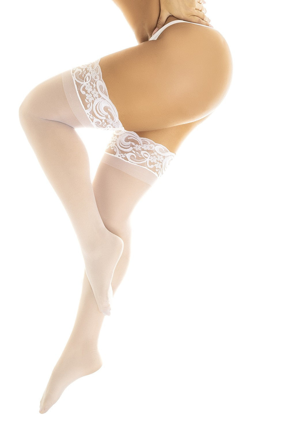 Bas en nylon sexy blanc autofixant · Mapalé · vue 3