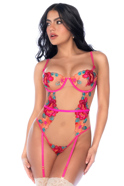 Body en Tulle Brodé Fleuri · Mapalé