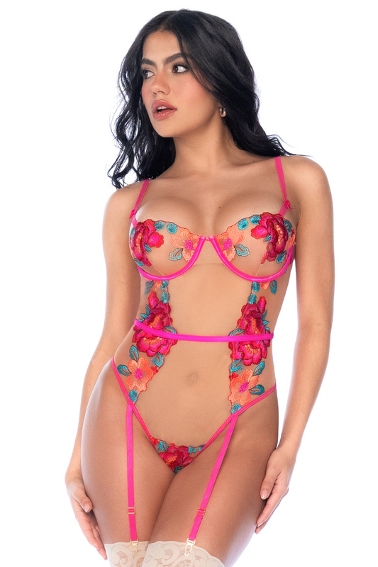 Body en Tulle Brodé Fleuri · Mapalé