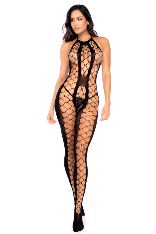 Bodystocking en résille noire échancrée · Mapalé