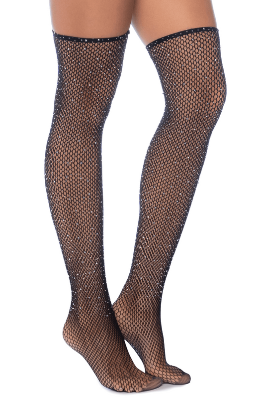 Bas résille noire avec strass · Mapalé