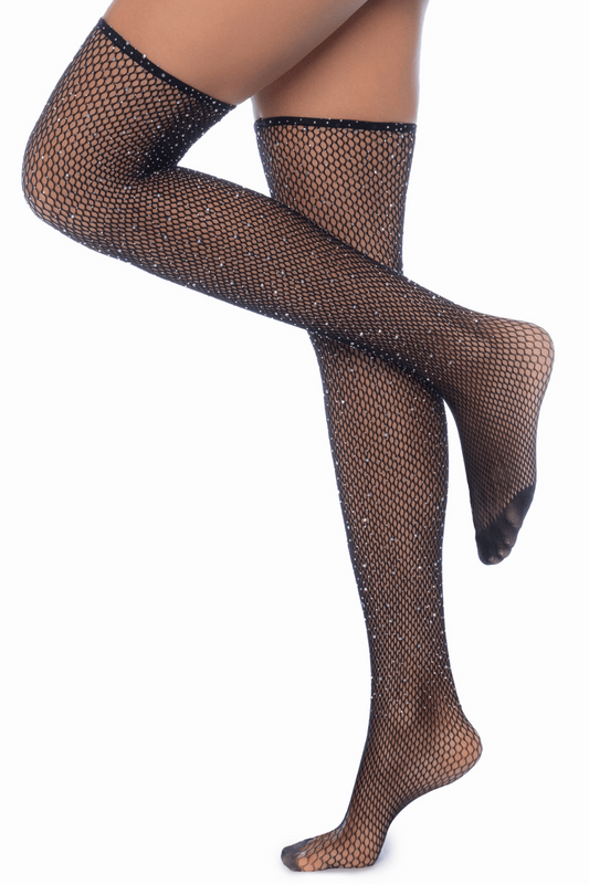Bas résille noire avec strass · Mapalé · vue 2