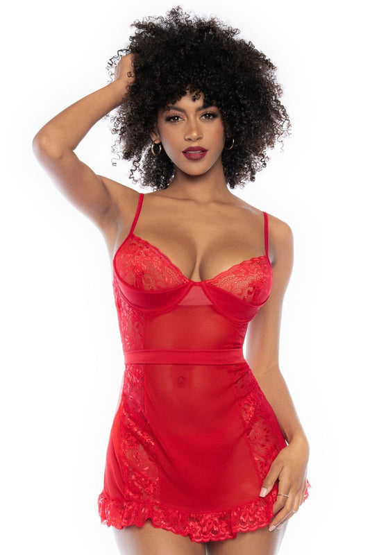 Nuisette rouge et string assorti · Mapalé