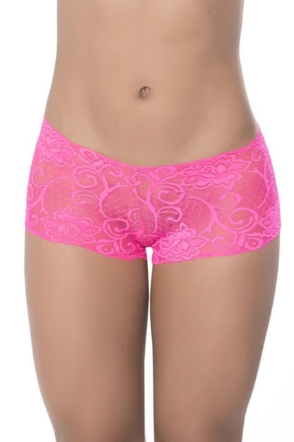 Shorty en dentelle extensible rose vif Mapalé