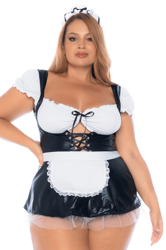 Costume sexy soubrette grande taille 3 pièces · Mapalé