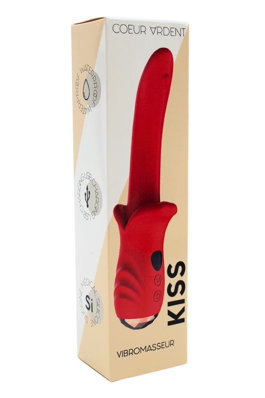 Vibromasseur Rouge Ultra-Souple KISS · Coeur Ardent · vue 2