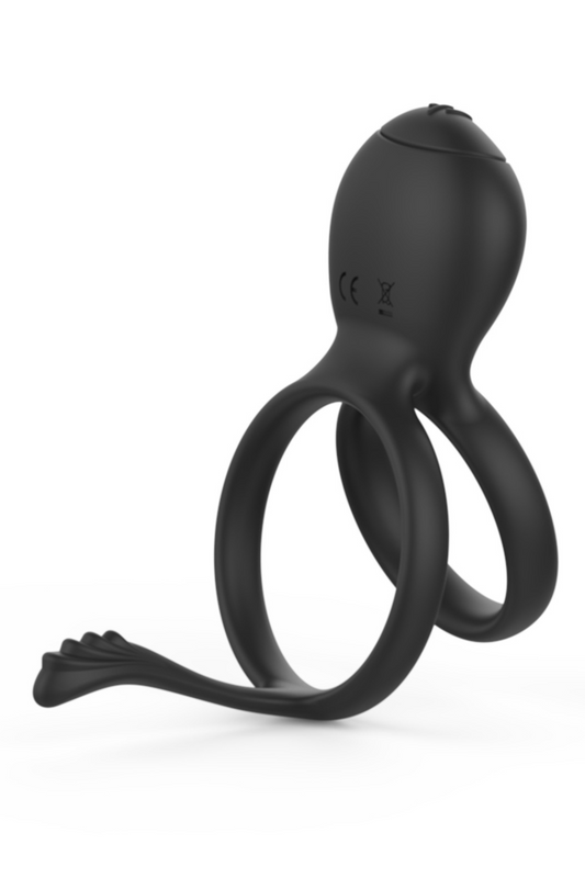 PEPIN, Cockring à double anneaux dans un silicone médical doux avec 1 mode de vibration · Coeur Ardent