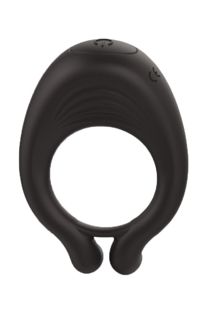 OCTAVE, Cockring Noir dans un silicone médical doux avec 1 mode de vibration · Coeur Ardent